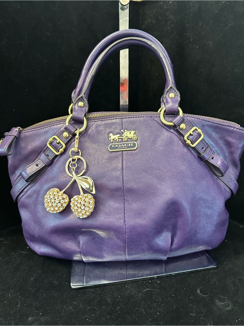 Coach Madison Sophia Purple Leather Satchel - Picture 11 of 13